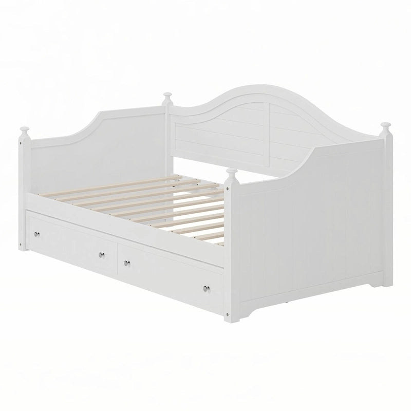 Cama Nido Doble Blanca con 2 Cajones de Almacenamiento, 1 Persona