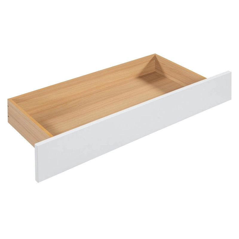 Cama Queen de plataforma con dosel blanco con cajones y nido doble, capacidad para 2 personas