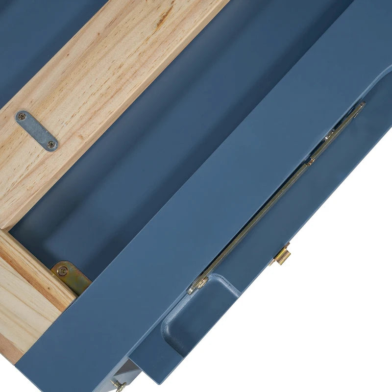 Cama Queen Murphy con gabinete, blanco/gris/azul, para 2 personas, se pliega