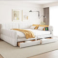 Cama plataforma Queen blanca con USB y 2 cajones, 2 personas
