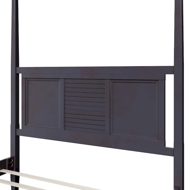 Cama con dosel Queen Blanca / Espresso, 190,5 cm de altura, Capacidad para 1 o 2 personas