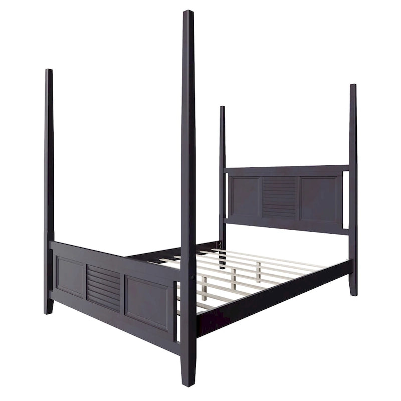 Cama con dosel Queen Blanca / Espresso, 190,5 cm de altura, Capacidad para 1 o 2 personas