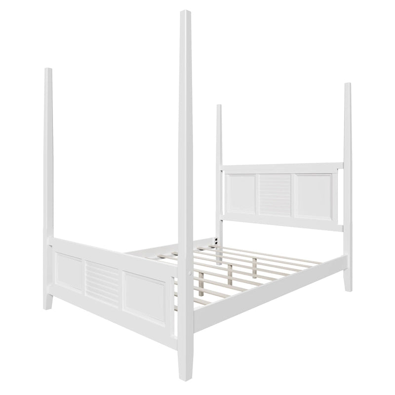 Cama con dosel Queen Blanca / Espresso, 190,5 cm de altura, Capacidad para 1 o 2 personas