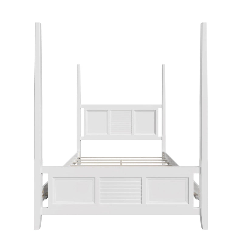Cama con dosel Queen Blanca / Espresso, 190,5 cm de altura, Capacidad para 1 o 2 personas