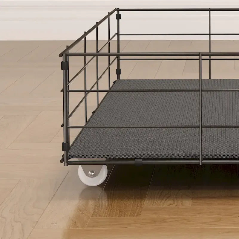 Cama de plataforma tamaño matrimonial gris claro con luces LED y cajones de almacenamiento – 1 persona