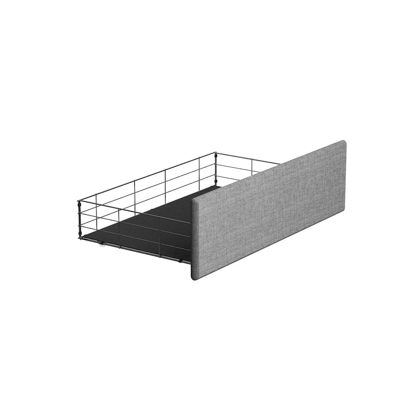 Cama de plataforma tamaño matrimonial gris claro con luces LED y cajones de almacenamiento – 1 persona