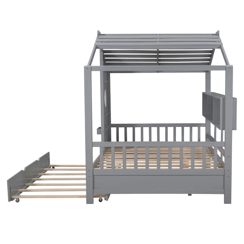 Cama tipo plataforma tapizada gris con cabecero alado y 4 cajones de almacenaje, para 2 personas, matrimonial/Queen