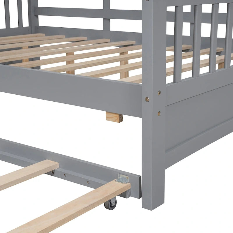 Cama tipo plataforma tapizada gris con cabecero alado y 4 cajones de almacenaje, para 2 personas, matrimonial/Queen