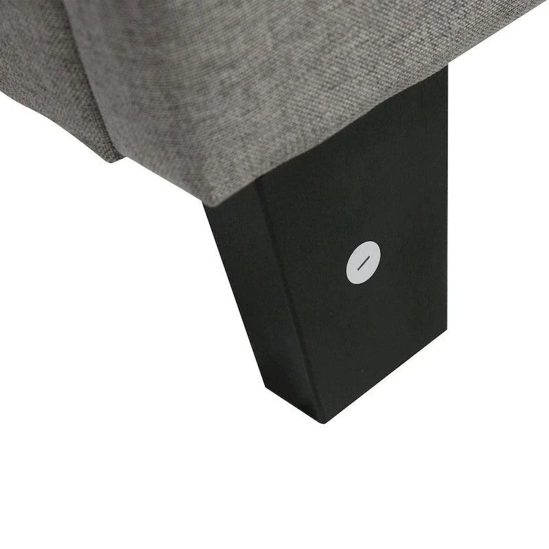 Cama Plataforma Gris Tamaño Queen Tapizada, Cabecero de Lino, Para 2 Personas