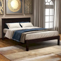 Base de cama con cabecero Espresso, soporte de láminas de madera, tamaño individual/matrimonial