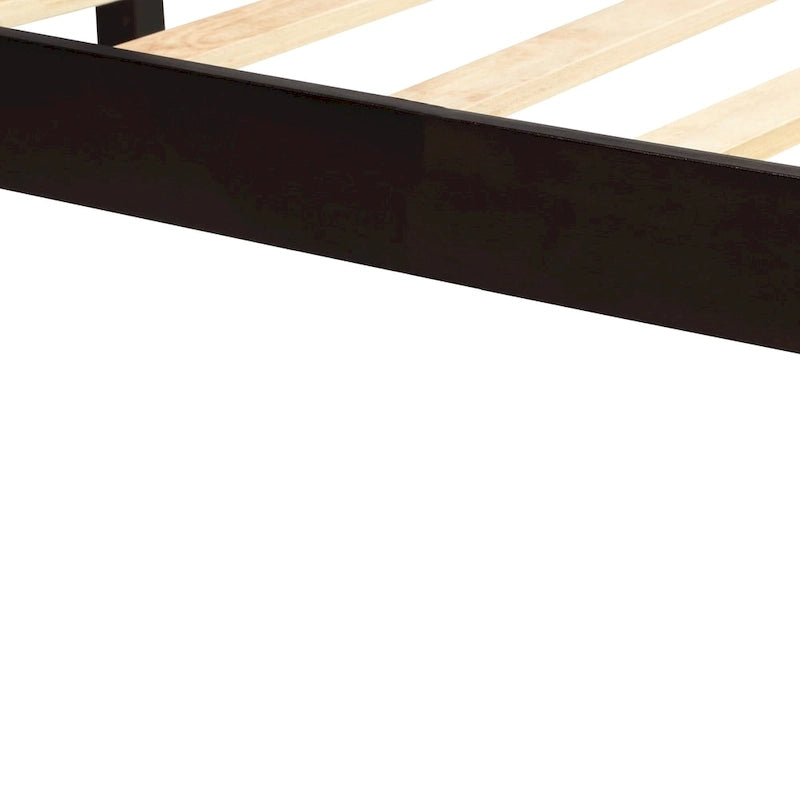 Base de cama con cabecero Espresso, soporte de láminas de madera, tamaño individual/matrimonial