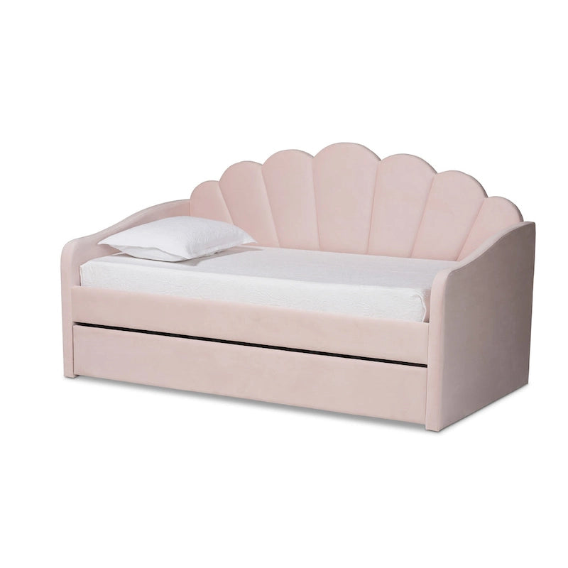 Cama nido de terciopelo rosa claro – Estilo moderno, capacidad para 1 o 2 personas