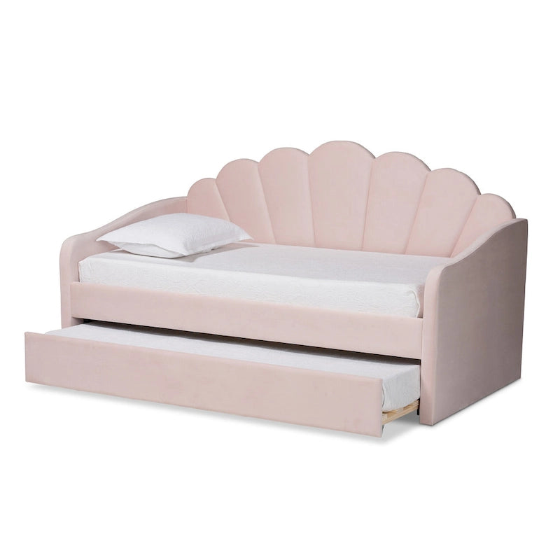 Cama nido de terciopelo rosa claro – Estilo moderno, capacidad para 1 o 2 personas