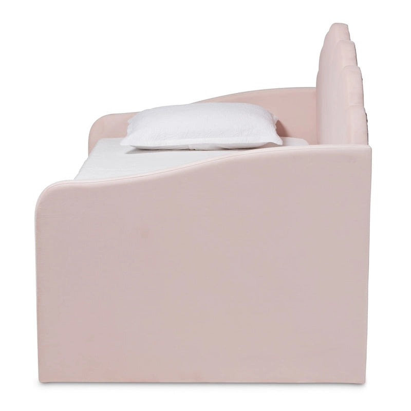 Cama nido de terciopelo rosa claro – Estilo moderno, capacidad para 1 o 2 personas