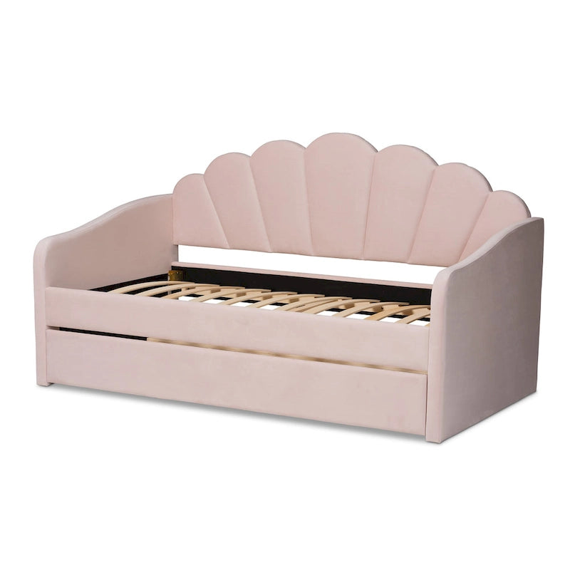 Cama nido de terciopelo rosa claro – Estilo moderno, capacidad para 1 o 2 personas