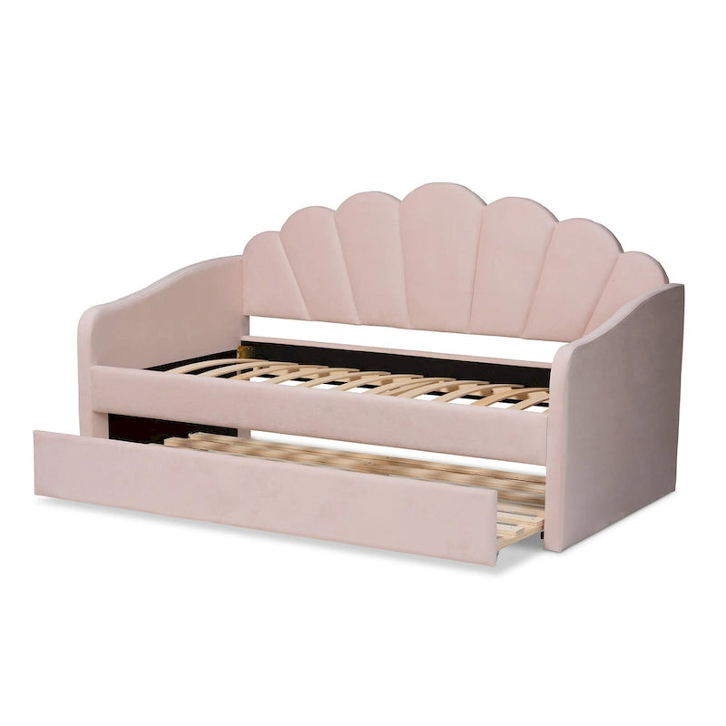 Cama nido de terciopelo rosa claro – Estilo moderno, capacidad para 1 o 2 personas