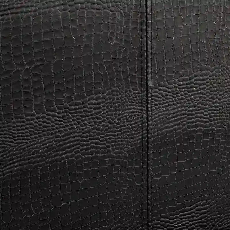 Cama Plataforma de Piel Sintética Negra, Textura de Cocodrilo, para una Persona