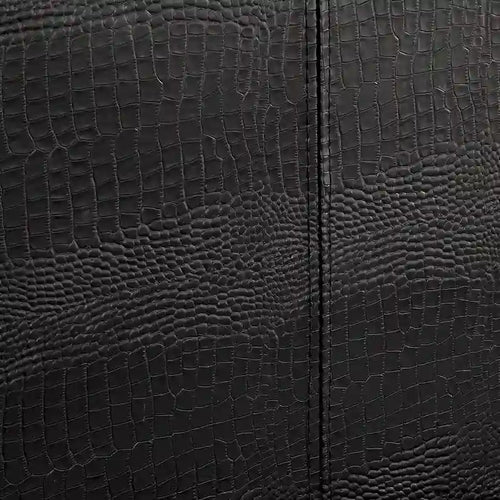 Cama Plataforma de Piel Sintética Negra, Textura de Cocodrilo, para una Persona