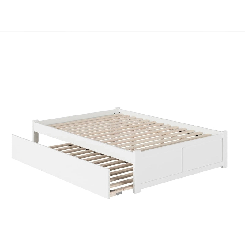 Cama King con plataforma y nido individual XL en nogal/blanco/espresso/gris, capacidad para 2 personas