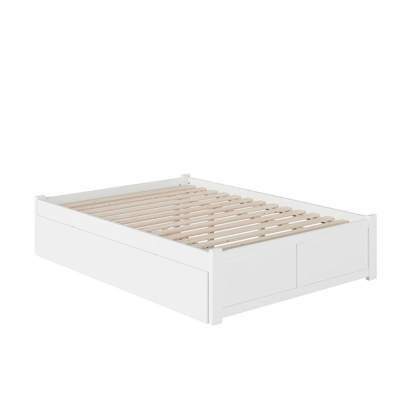Cama King con plataforma y nido individual XL en nogal/blanco/espresso/gris, capacidad para 2 personas