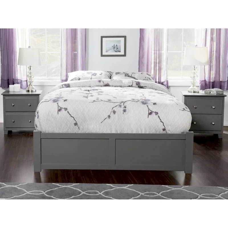 Cama King con plataforma y nido individual XL en nogal/blanco/espresso/gris, capacidad para 2 personas