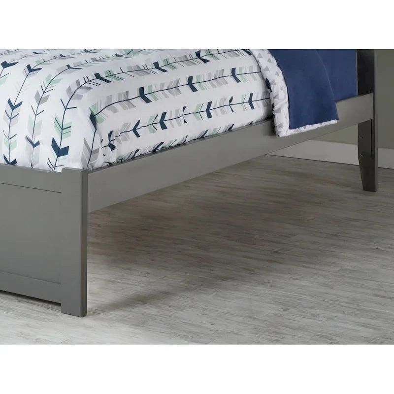 Cama King con plataforma y nido individual XL en nogal/blanco/espresso/gris, capacidad para 2 personas
