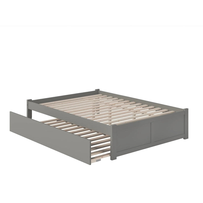 Cama King con plataforma y nido individual XL en nogal/blanco/espresso/gris, capacidad para 2 personas