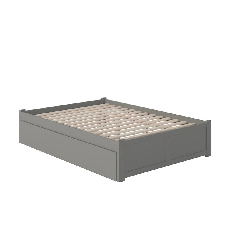 Cama King con plataforma y nido individual XL en nogal/blanco/espresso/gris, capacidad para 2 personas