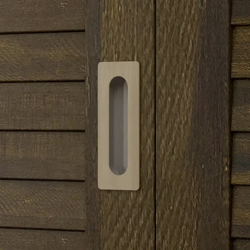 Armario deslizante de 4 puertas de grano de madera marrón con cajones y barra para colgar, 1 persona