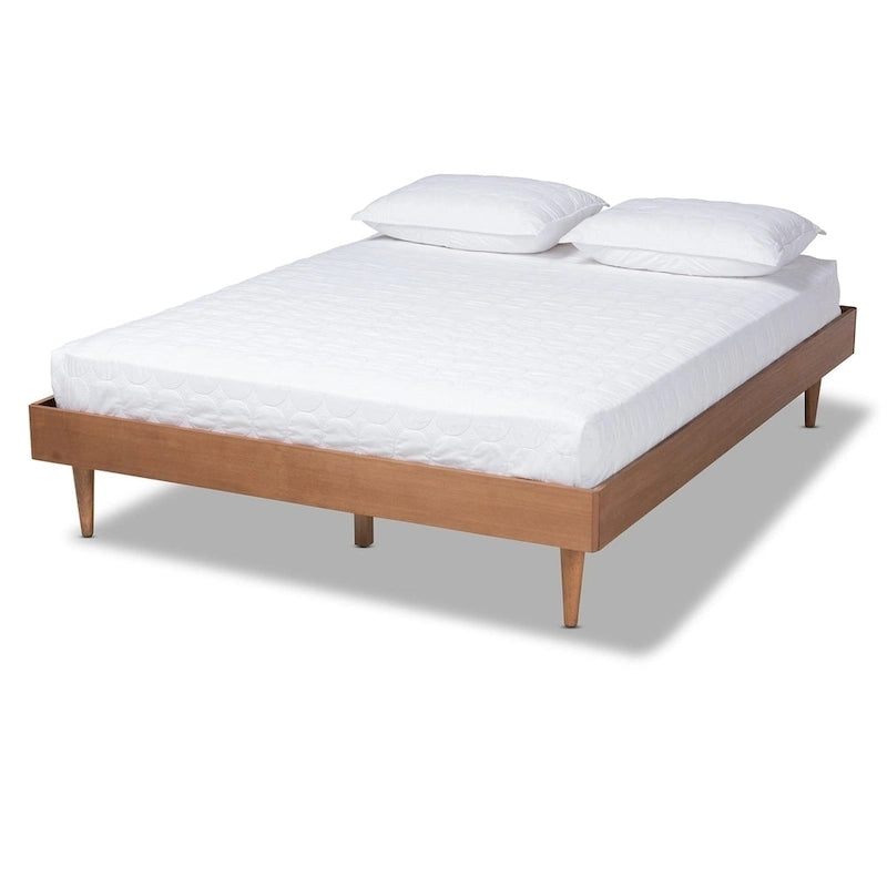 Estructura de cama de madera moderna de mediados de siglo Ash Walnut (Full/Queen/King)
