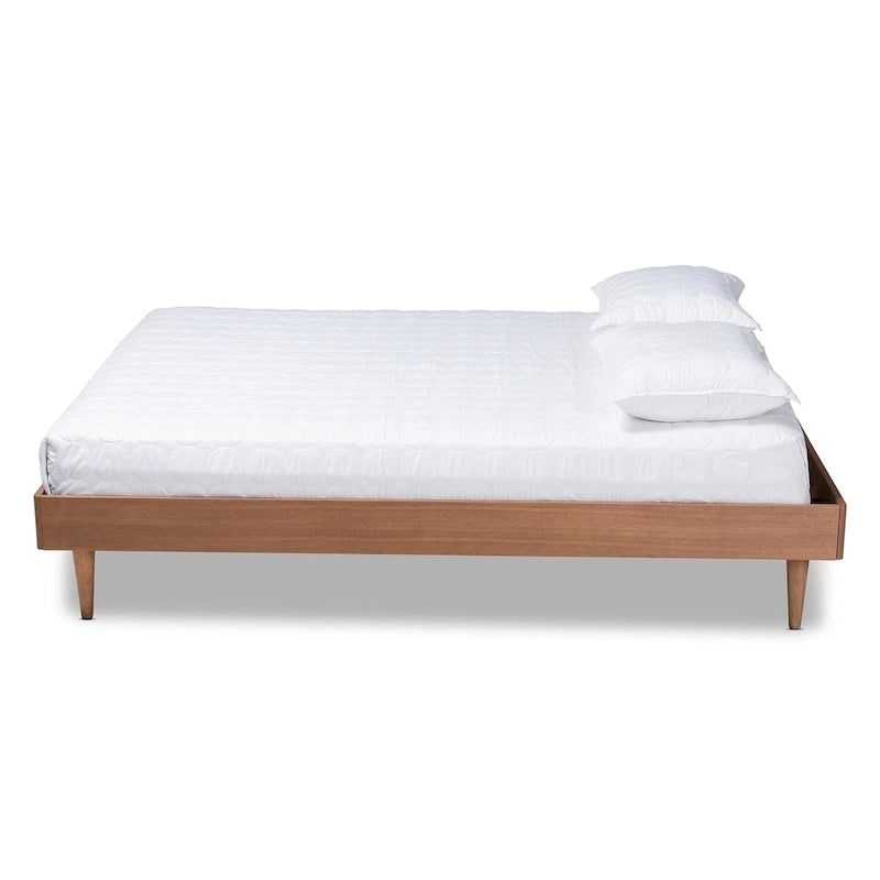 Estructura de cama de madera moderna de mediados de siglo Ash Walnut (Full/Queen/King)