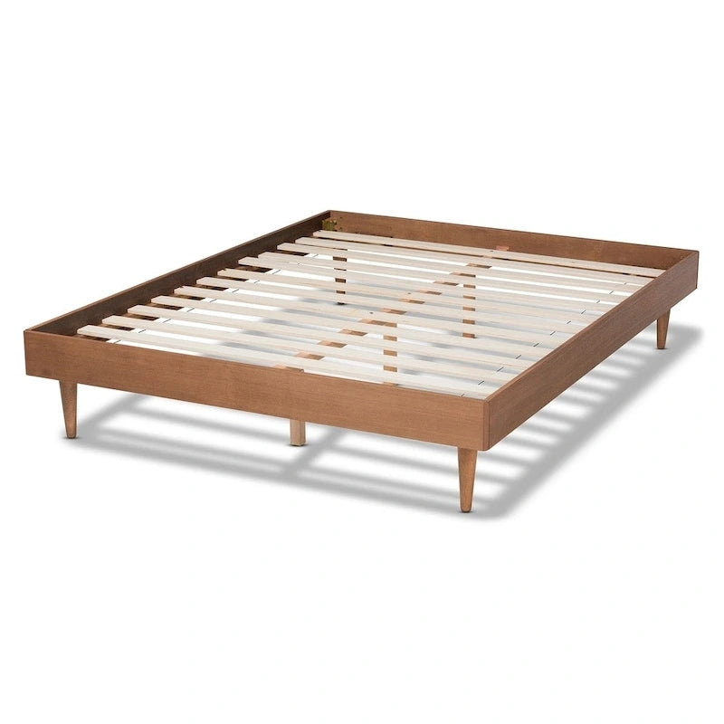 Estructura de cama de madera moderna de mediados de siglo Ash Walnut (Full/Queen/King)