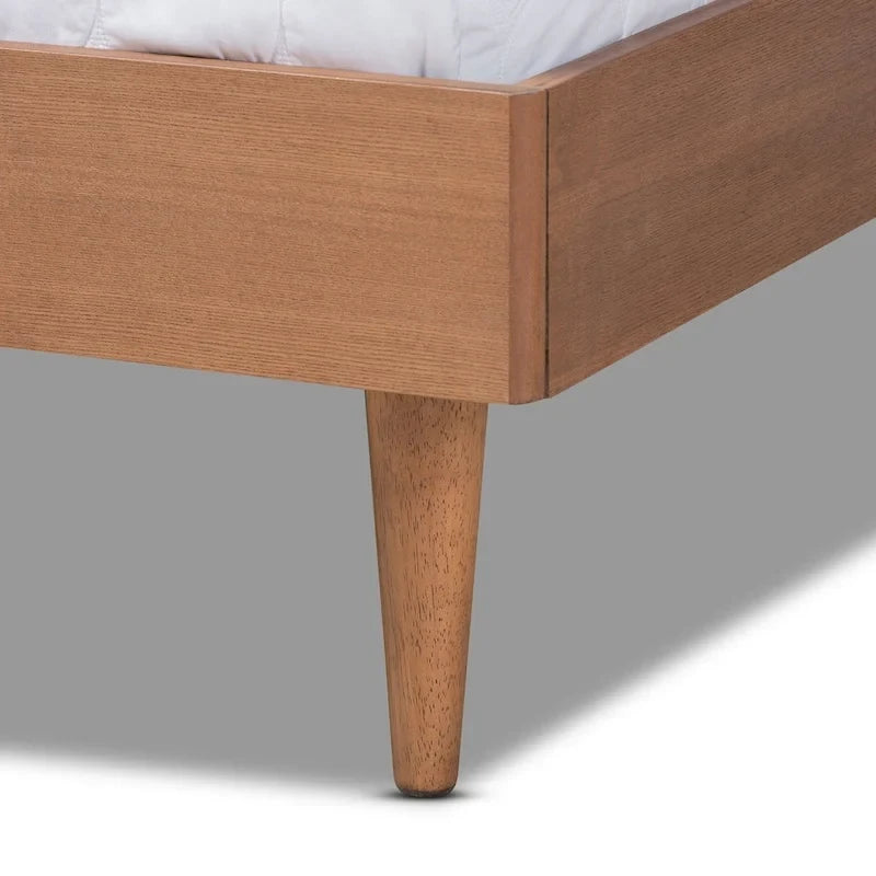 Estructura de cama de madera moderna de mediados de siglo Ash Walnut (Full/Queen/King)