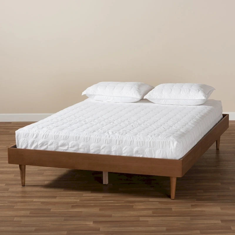 Estructura de cama de madera moderna de mediados de siglo Ash Walnut (Full/Queen/King)