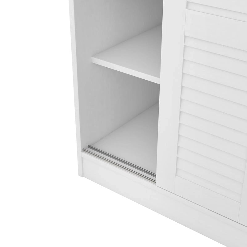 Armario corredero de 3 puertas de nogal/blanco con estantes y barra para colgar, para 1
