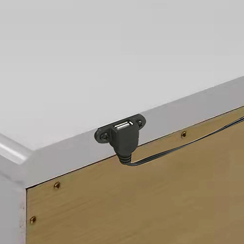 Mesita de Noche Art Decó Plateada/Blanca de 2 Cajones con Puerto USB – Para 1