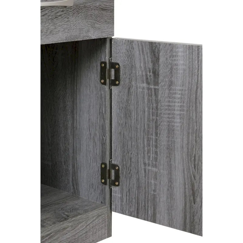 Mesita de noche de madera con 1 cajón, Wengué/Gris/Sándalo, Individual