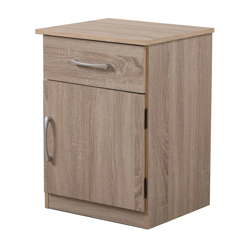 Mesita de noche de madera con 1 cajón, Wengué/Gris/Sándalo, Individual