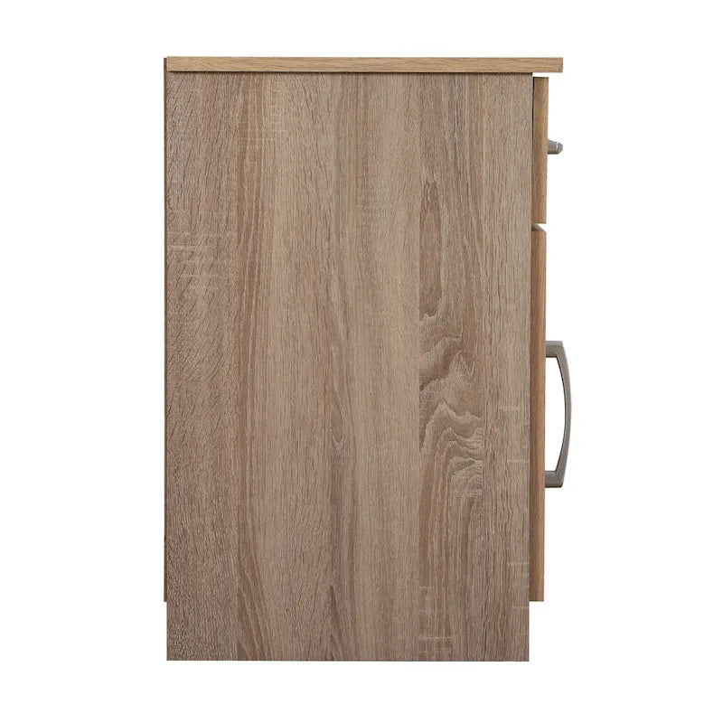 Mesita de noche de madera con 1 cajón, Wengué/Gris/Sándalo, Individual