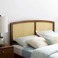 Cabecero de cama de matrimonio de arco, de caña tejida, en nogal/gris/negro – Cama individual