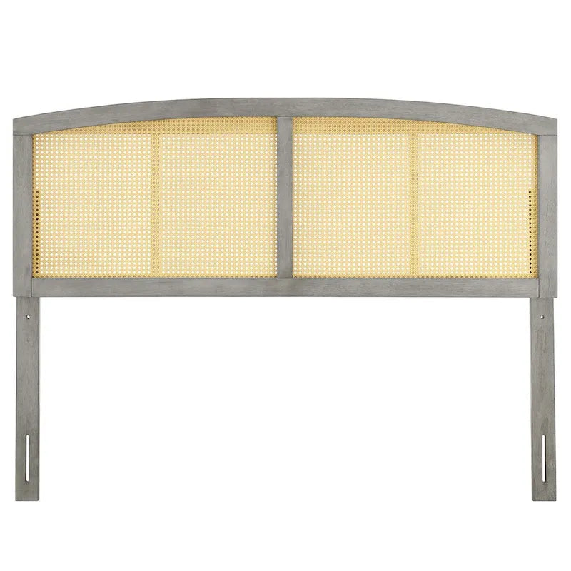 Cabecero de cama de matrimonio de arco, de caña tejida, en nogal/gris/negro – Cama individual