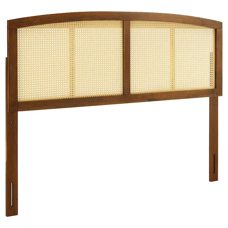 Cabecero de cama de matrimonio de arco, de caña tejida, en nogal/gris/negro – Cama individual