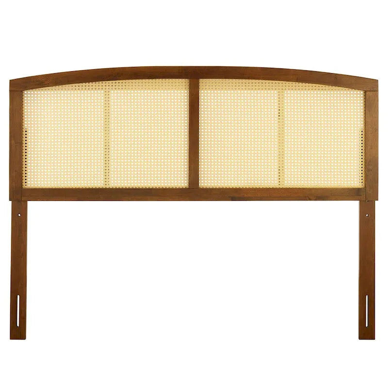 Cabecero de cama de matrimonio de arco, de caña tejida, en nogal/gris/negro – Cama individual