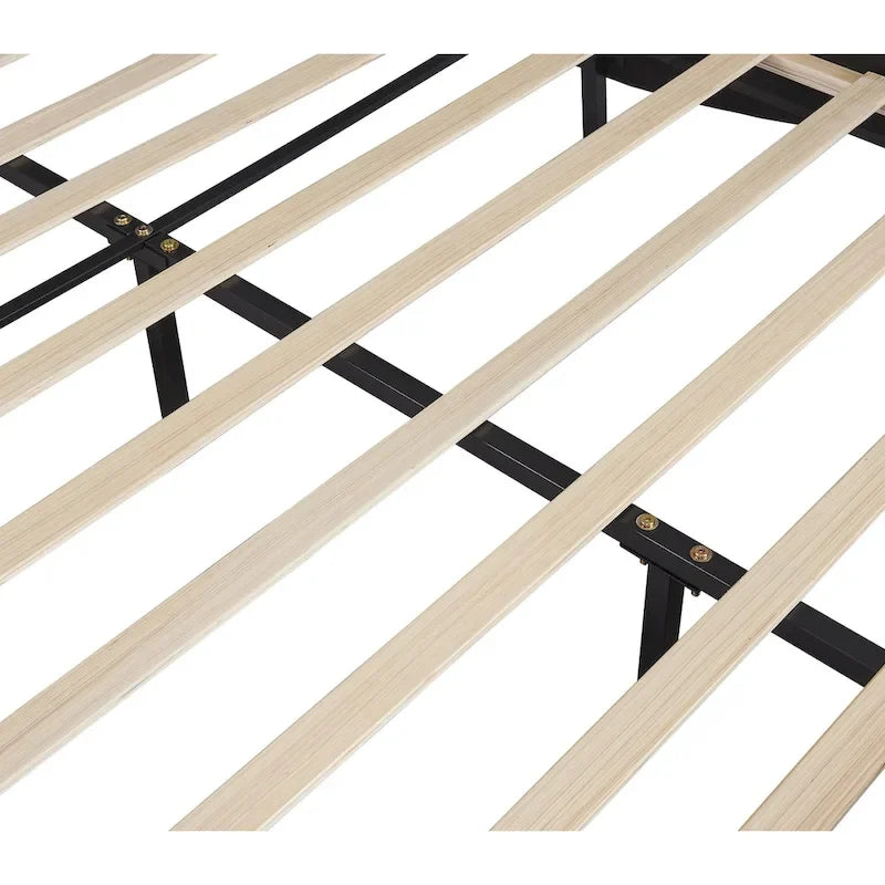 Cama de plataforma de cuero sintético tamaño matrimonial en blanco/negro con luces LED, para 2 personas