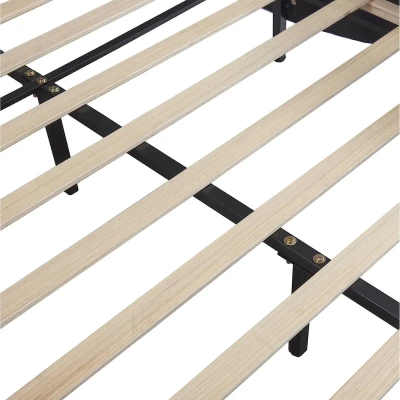 Cama de plataforma de cuero sintético tamaño matrimonial en blanco/negro con luces LED, para 2 personas
