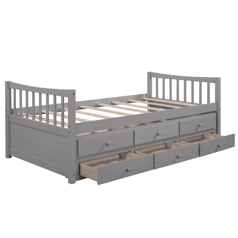 Cama Nido Gris/Blanca para Dos Personas con Cajones y Cama Adicional, para 2 personas