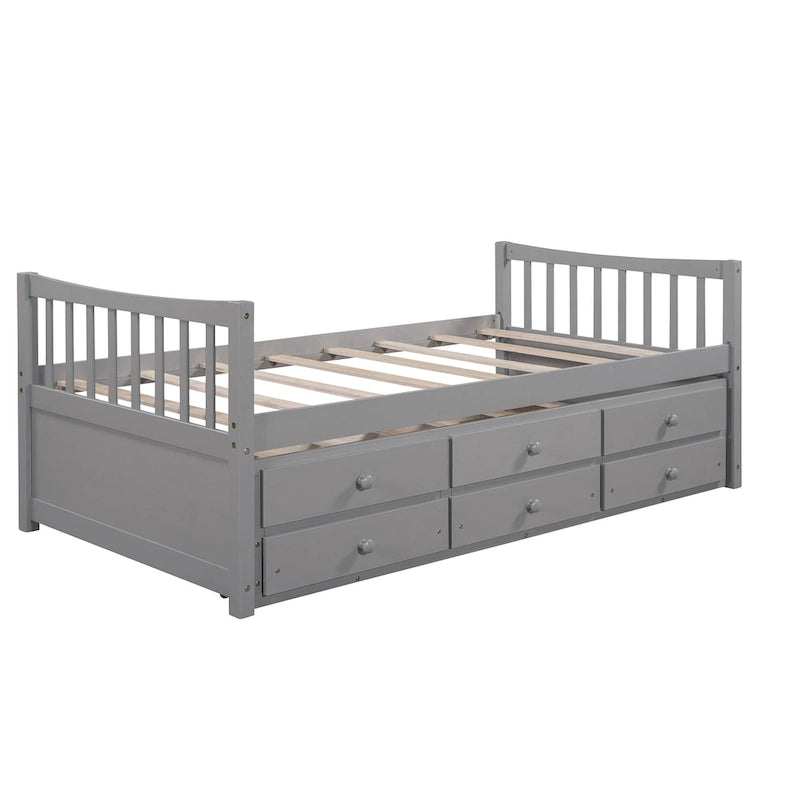 Cama Nido Gris/Blanca para Dos Personas con Cajones y Cama Adicional, para 2 personas
