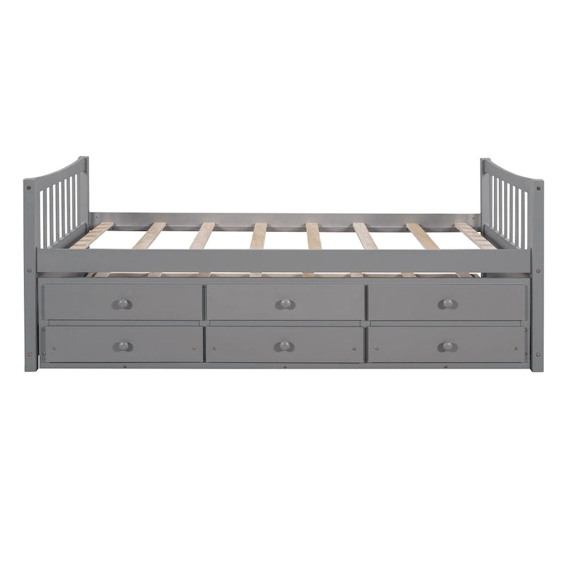 Cama Nido Gris/Blanca para Dos Personas con Cajones y Cama Adicional, para 2 personas