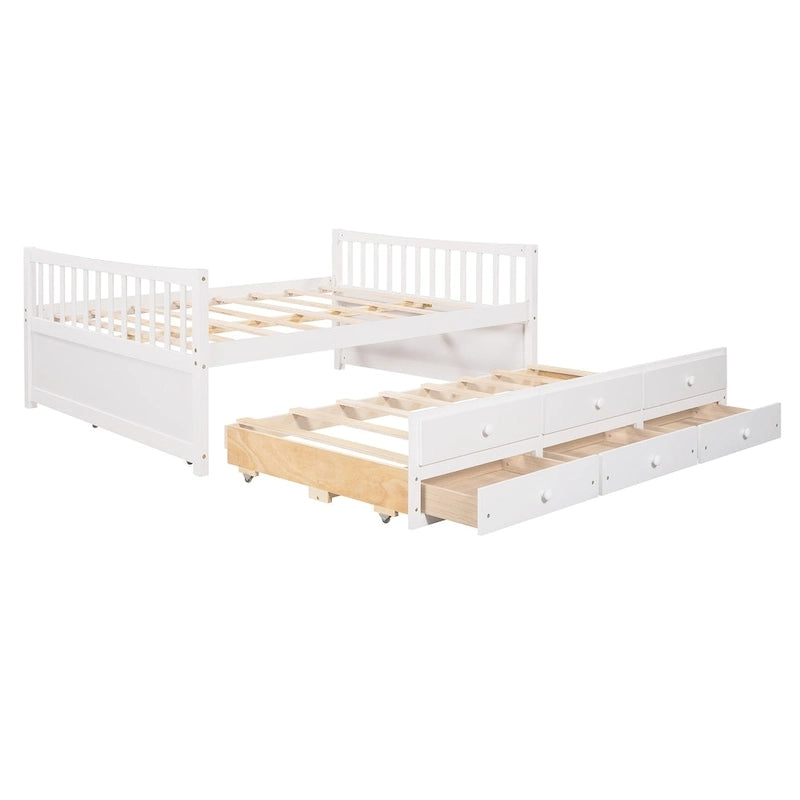 Cama Nido Gris/Blanca para Dos Personas con Cajones y Cama Adicional, para 2 personas