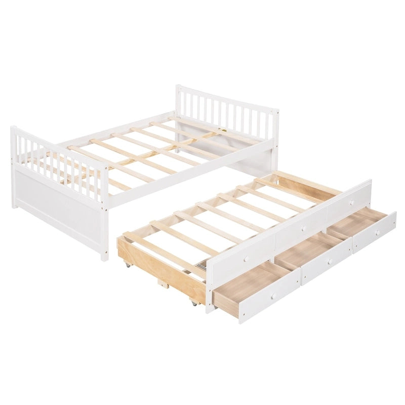 Cama Nido Gris/Blanca para Dos Personas con Cajones y Cama Adicional, para 2 personas